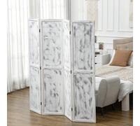 Shein HOMCOM Biombo Plegable 160,5x170 cm Divisor de Habitaciónde 4 Paneles Separador de Ambientes para Decoración Dormitorio Sala Cocina Oficina Blanco