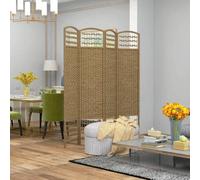 Shein HOMCOM Biombo Separador de Ambientes de 4 Paneles 160x170 cm Divisor de Habitación Plegable de Cuerda de Papel y Marco de Madera Decoración para Dormi