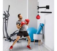 Shein HOMCOM Bola de Velocidad de Boxeo Montado en Pared Altura Ajustable con Barra Giratoria e Inflador Punching Ball para Adultos y Adolescentes 79x72x20