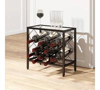 Shein HOMCOM Botellero Vino para 10 Botellas Botellero con Encimera de Vidrio Templado y Marco de Acero para Salón Comedor 41x22x41 cm Negro