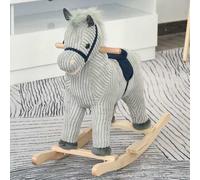 Shein HOMCOM Caballito Balancín Infantil para Niños de +3 Años Caballo Mecedora de Felpa con Sonidos de Relincho y Galope Base de Madera Carga 45 Kg 73x35x6