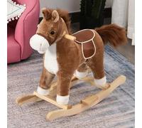 Shein HOMCOM Caballo Balancín para Bebé Mayores de 36 Meses Juguete Balancín de Felpa Suave con Música Relinchos Sonidos de Galope Boca y Cola Móviles 65x32
