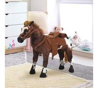 Shein HOMCOM Caballo de Juguete Niños con Sonidos Realistas Caballito Balancín para Bebés Mayores de 2 Años Estructura de Metal Carga 60 kg 85x28x60 cm Marr