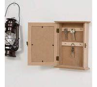 Shein HOMCOM Caja Llavero de Pared tipo Armario de Madera para Llaves con 6 Ganchos Estilo Vintage 20x6.5x26.5cm