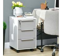 Shein HOMCOM Cajonera Tipo Archivador Móvil de Oficina con 3 Cajones Cerradura Ruedas y Frenos para Documentos Carpetas 40x40x63,5 cm Blanco y Gris