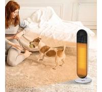 Shein HOMCOM Calefactor Cerámico de Torre 1200W/2000W con Mando a Distancia Termostato Temporizador de 24H y Sistema Antivuelco para Sala de 20 m² 21x21x63,