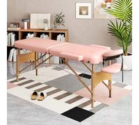 Shein HOMCOM Camilla de Masaje Plegable 185x60 cm Camilla Plegable Portátil con Reposacabezas Extraíble Asa y Marco de Madera Camilla Fisioterapia con Altur