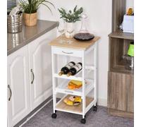 Shein HOMCOM Carrito de Cocina Carro de Servicio de 4 Niveles con Ruedas Cajón Estantes Botellero Almacenaje para Cocina Sala de Estar Comedor 37x37x76 cm B