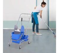 Shein HOMCOM Carro de Limpieza Profesional Cubo de Fregado con Ruedas Cubo Extraíble de 25 Litros Escurridor de Prensa Cesta y Cubeta 72x49,5x95 cm Azul