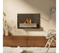 Shein HOMCOM Chimenea de Bioetanol de Pared 60x22x40 cm Capacidad de 1,5 L Combustión de 3 Horas Estufa de Bioetanol de Acero Inoxidable para Salón Dormitor
