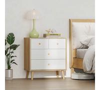 Shein HOMCOM Cómoda de 4 Cajones Cómoda para Dormitorio con Tiradores de Madera Cajonera Estrecha para Salón Pasillo 60x35x65 cm Roble y Blanco