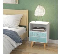 Shein HOMCOM Cómoda de Madera Multiusos tipo Armario Bajo Cajonera y Mesita de Noche con 2 Cajones y 1 Estante Organizador Blanco 45x30x65cm