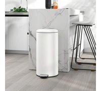 Shein HOMCOM Cubo de Basura para Cocina 30L Papelera de Cocina con Pedal Tapa de Cierre Suave y Cubo Extraíble para Dormitorio Oficina Estudio Salón Crema
