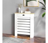 Shein HOMCOM Cubre Radiadores con Cajón, Cubreradiador de MDF, Cubierta para Radiador, Diseño Moderno de Listones, para Salón, Dormitorio, 78x19x95,5 cm, Bl