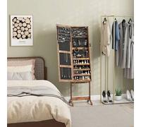 Shein HOMCOM Espejo Joyero con Luces LED, Armario para Joyas, Armario Joyero de Pie con Espejo Entero, Inclinado en 3 Ángulos, Cierre Magnético, Cerradura c