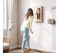 Shein HOMCOM Espejo Joyero de Pared Armario para Joyas con Cerradura y Varios Compartimentos Montar en Pared o Puerta para Pendiente Collar Anillo Pulsera