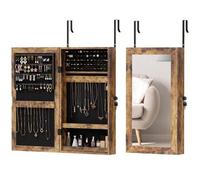 Shein HOMCOM Espejo Joyero de Pared Armario para Joyas con Cerradura y Varios Compartimentos Montar en Pared o Puerta para Pendiente Collar Anillo Pulsera R