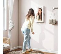Shein HOMCOM Espejo Joyero de Pared Armario para Joyas con Cerradura y Varios Compartimentos Montar en Pared o Puerta para Pendiente Collar Anillo Pulsera