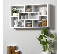 Shein HOMCOM Estante de Pared Decorativo Juego de 8 Estantes Estantería para Libro CDs Baldas Flotantes Cubos Modernos 85x14.5x47.5cm carga 20kg Madera