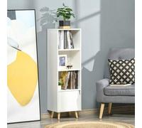 Shein HOMCOM Estantería con 3 Estantes Abiertos y 1 Cerrado con Puerta Librería de Estilo Moderno para Almacenamiento de Libros Juguetes CDs Plantas 40x30x1