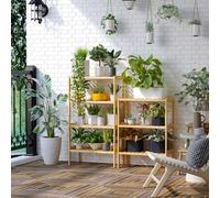 Shein HOMCOM Estantería de Bambú de 4 Niveles Mueble Organizador Multifuncional para Baño Cocina Salón con Dispositivo Antivuelco 62x33x112 cm Natural