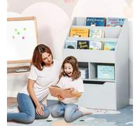 Shein HOMCOM Estantería Infantil de Madera con 3 Compartimentos 2 Cubos y Cajón Móvil con 4 Ruedas Librería Infantil para Habitación de Niños Sala de Juegos