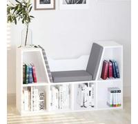 Shein HOMCOM Estantería Librería con Asiento 6 Cubo Librería Original Infantil Zapatero con Cojín Estante con Banco Multiusos 102x30x61cm