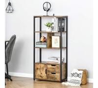 Shein HOMCOM Estantería Librería para Libros con Armario y 2 Cajones de Almacenaje Estantería de Estilo Industrial para Oficina Sala de Estar 58x24x122 cm M