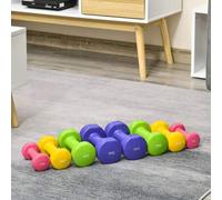 Shein HOMCOM Juego de 8 Mancuernas Hexagonales 4 Pares 4 kg 3 kg 2 kg 1 kg Mancuernas de Neopreno con Revestimiento Antideslizantes Pesas para Gimnasio en C