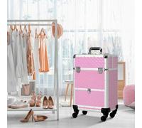 Shein HOMCOM Maleta de Maquillaje Profesional con Cajón Maletín de Maquillaje con Ruedas para Viaje Trabajo 34x25x62 cm
