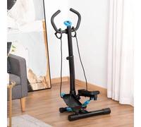 Shein HOMCOM Máquina de Step Stepper Fitness con Manillar Altura Ajustable Pantalla LCD Cintas y Pedales Antideslizantes Equipo de Ejercicio para Gimnasio e