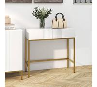 Shein HOMCOM Mesa Consola Moderna Mesa de Entrada con 2 Cajones y Patas de Acero Dorada Antivuelco Mueble de Recibidor para Salón Pasillo 80x31,5x75 cm Blan