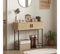 Shein HOMCOM Mesa Consola Vintage Mueble para Recibidor con 2 Puertas Correderas de Tambor y Compartimientos Consola para Recibidor Entrada Pasillo 100x30x8