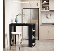 Shein HOMCOM Mesa de Bar Mesa de Bistró Mesa de Comedor Mesa Alta con 3 Estantes Laterales y Estructura de Madera Carga 50 kg 112x57x106 cm