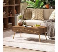 Shein HOMCOM Mesa de Centro Mesa baja para Salón con 2 Cajones y Patas de Acero para Sala de Estar Dormitorio 100x50x41 cm Marrón