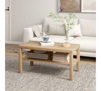 Shein HOMCOM Mesa de Centro Mesa baja para Salón con 2 Estantes de Almacenamiento para Sala de Estar Dormitorio 90x45x44,5 cm Natural