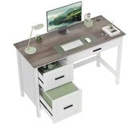 Shein HOMCOM Mesa de cocina rústica de 120x50 cm con 3 conos y encimera con Mesa de ordenador con efecto madera para oficina de estudio en casa blanca