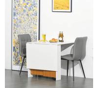 Shein HOMCOM Mesa de Comedor Plegable con Ruedas Mesa Auxiliar Multifuncional con 2 Alas Abatibles 120x80x73 cm Blanco y Teca