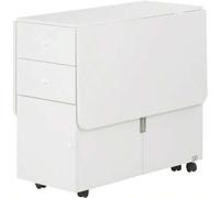 Shein HOMCOM Mesa de Comedor Plegable Mesa Abatible para Cocina con 1 Armario 2 Conos 6 Ruedas y Alas Abatibles Estilo ModerCarga 60 kg 120x80x75 cm Blanco