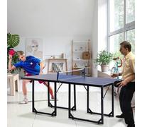 Shein HOMCOM Mesa de Ping-Pong Plegable Mesa de Tenis de Mesa con Red y Marco de Acero para Interior y Exterior 182x91x76 cm Azul