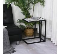 Shein HOMCOM Mesa Lateral para Sofá Moderna Mesa Auxiliar con Superficie Imitación Mármol Estructura de Metal Ahorro de Espacio 45x30x51,5 cm Blanco