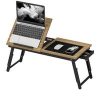 Shein HOMCOM Mesa Reclinable para Cama y Sofá, Bandeja Plegable con Cajón Lateral, para Ordenador Portátil y Libros, con Cinco Alturas, Patas Ajustables, Me