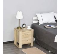 Shein HOMCOM Mesita de Noche con 2 Cajones Patas y Base Elevada para Dormitorio Mesa Lateral para Sala de Estar Estilo Moderno 48x39x54 cm