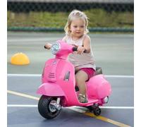 Shein HOMCOM Moto Eléctrica Vespa para Niños de 18-36 Meses con Faro Bocina y 4 Ruedas Motocicleta Infantil con Licencia 66,5x38x52 cm