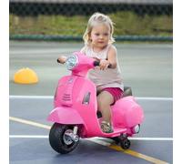 Shein HOMCOM Moto Eléctrica Vespa para Niños de 18-36 Meses Moto de Batería 6V con Faro Bocina y 4 Ruedas Motocicleta Infantil con Licencia 66,5x38x52 cm Ro