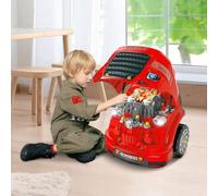 Shein HOMCOM Motor de Camión para Niños de +3 Años Conjunto de Motor de Juguete con 61 Piezas Volante Bocina Faros Caja de Almacenaje y Ruedas 40x39x47 cm R