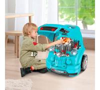 Shein HOMCOM Motor de Camión para Niños de +3 Años Conjunto de Motor de Juguete con 61 Piezas Volante Bocina Faros Caja de Almacenaje y Ruedas 40x39x47 cm