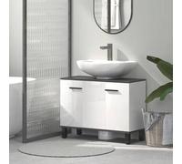 Shein HOMCOM Mueble bajo Lavabo Mueble de Lavabo con Pie Mueble de Baño con 2 Puertas y Estantes Ajustables para Lavabo con Pedestal o con Pies 80x34x60 cm