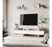 Shein HOMCOM Mueble de Salón para TV Conjunto Mueble de TV con Mesa para Televisor 180x33,5x42 cm y 2 Estantes de Pared 65x20x20 cm Estilo Moderno Blanco