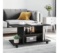Shein HOMCOM Mueble para Televisión Mesa para TV con Estantes y Ruedas con Bloqueo Superficie de Melamina 80x40x40 cm Negro